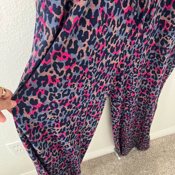 Pact Sz XL Leopard Jumpsuit Animal Print Organic Cotton Sustainable Straight Leg - Picture 6 of 12